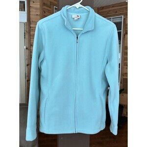 L.L.Bean Fleece Jacket Women L Turquoise Blue Full Zip Outdoors Y2K Preppy Warm